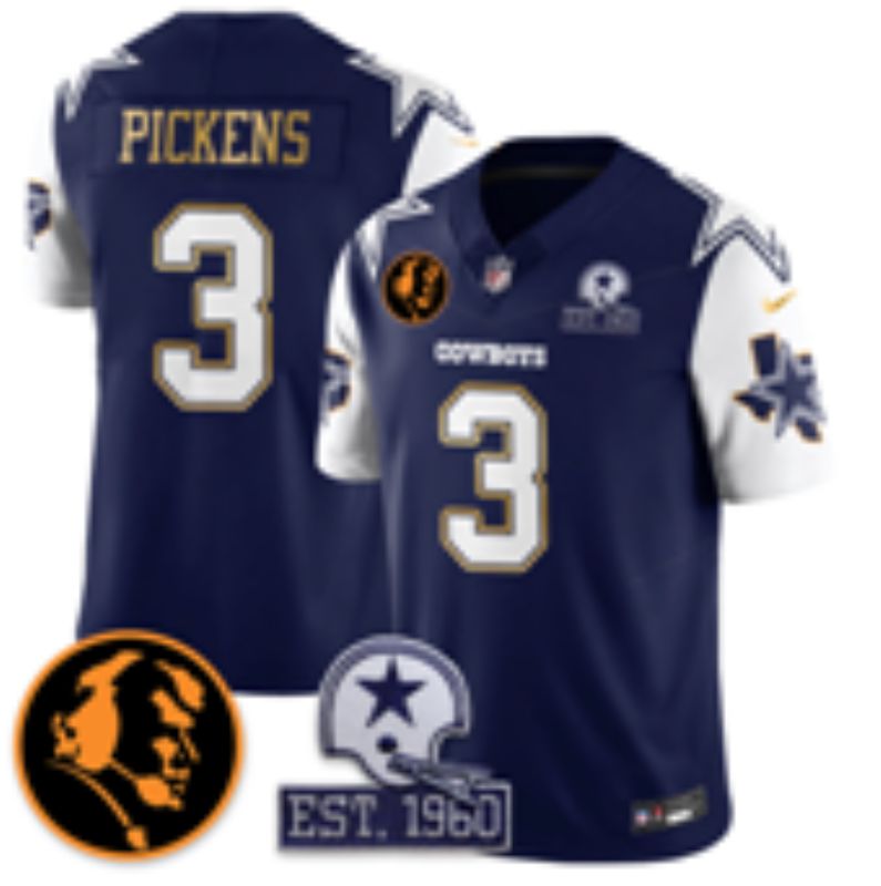 Men 2026 Dallas Cowboys #3 Pickens blue 6th generation Nike Limited NFL Jersey style 02